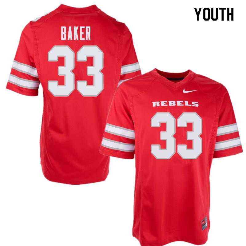 Youth UNLV Rebels #33 Dalton Baker College Football Jerseys Sale-Red